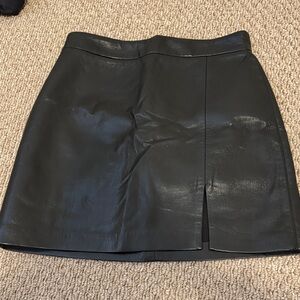 Wilfred Black Faux Leather Mini Skirt with Front Slit